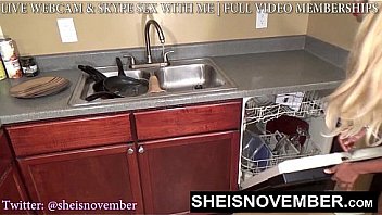 HD Slender Step Sister Booty Was Eating Her GString Inside Her Buttcheeks While Cleaning The Kitchen, So I Asked Sheisnovember To Show Me The Rest of The Pussy, Curvy Butt, And Round Areolas Of Her Busty Natural Rack to show love by Msnovember