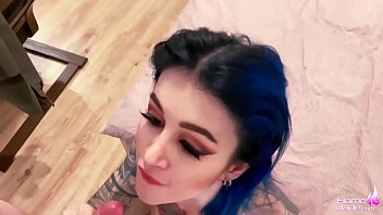 Step-Sister Blowjob Big Cock and Cum on Mouth after Selfie - Flame Jade